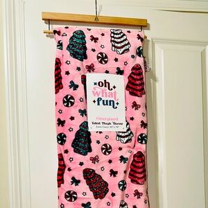 Oh What Fun Little Debbie Christmas Cakes Blanket Throw PINK peppermint